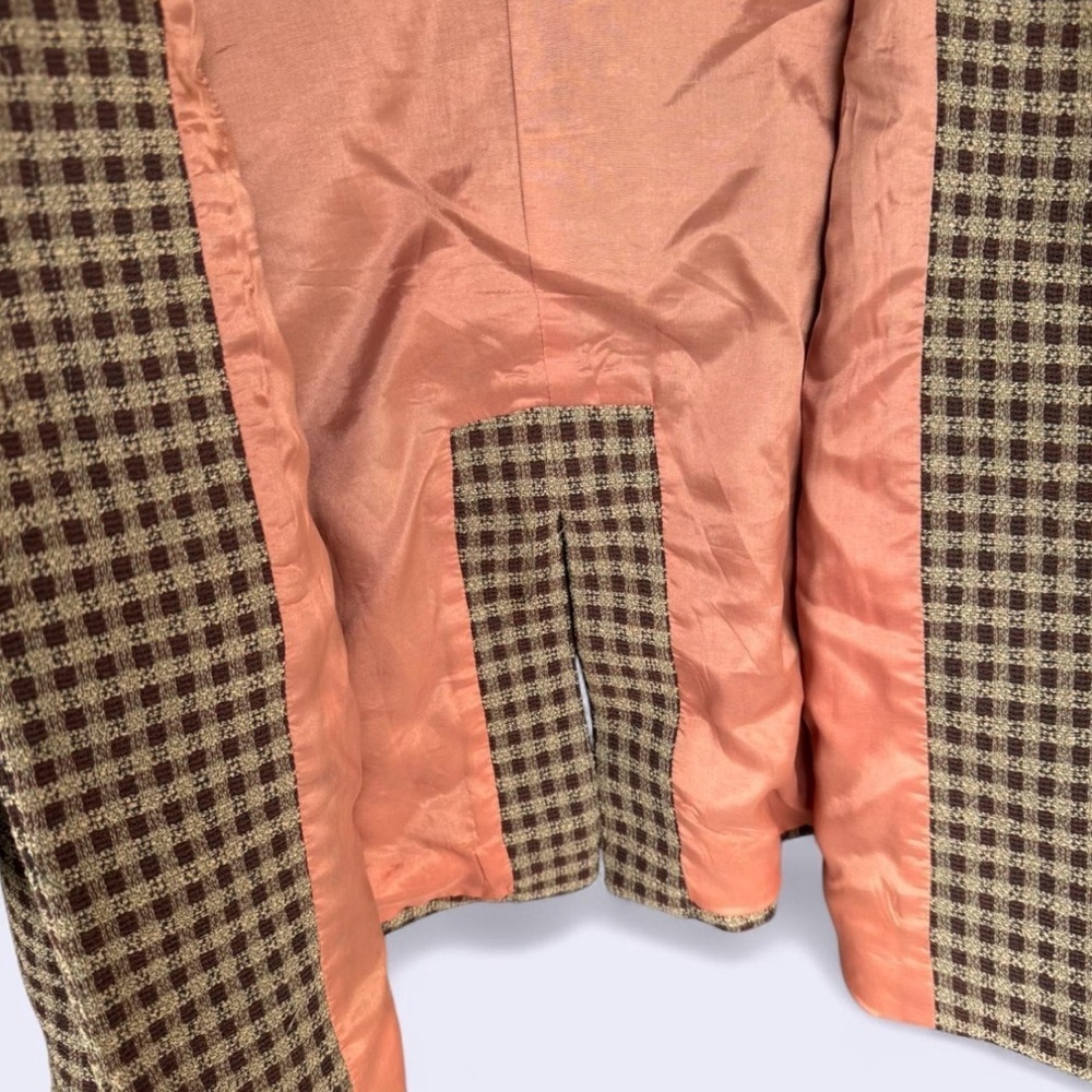 Vintage Biba Checkered Blazer in Brown and Cream - Picture 4 of 8